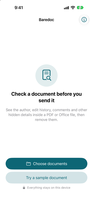 Baredoc home screen